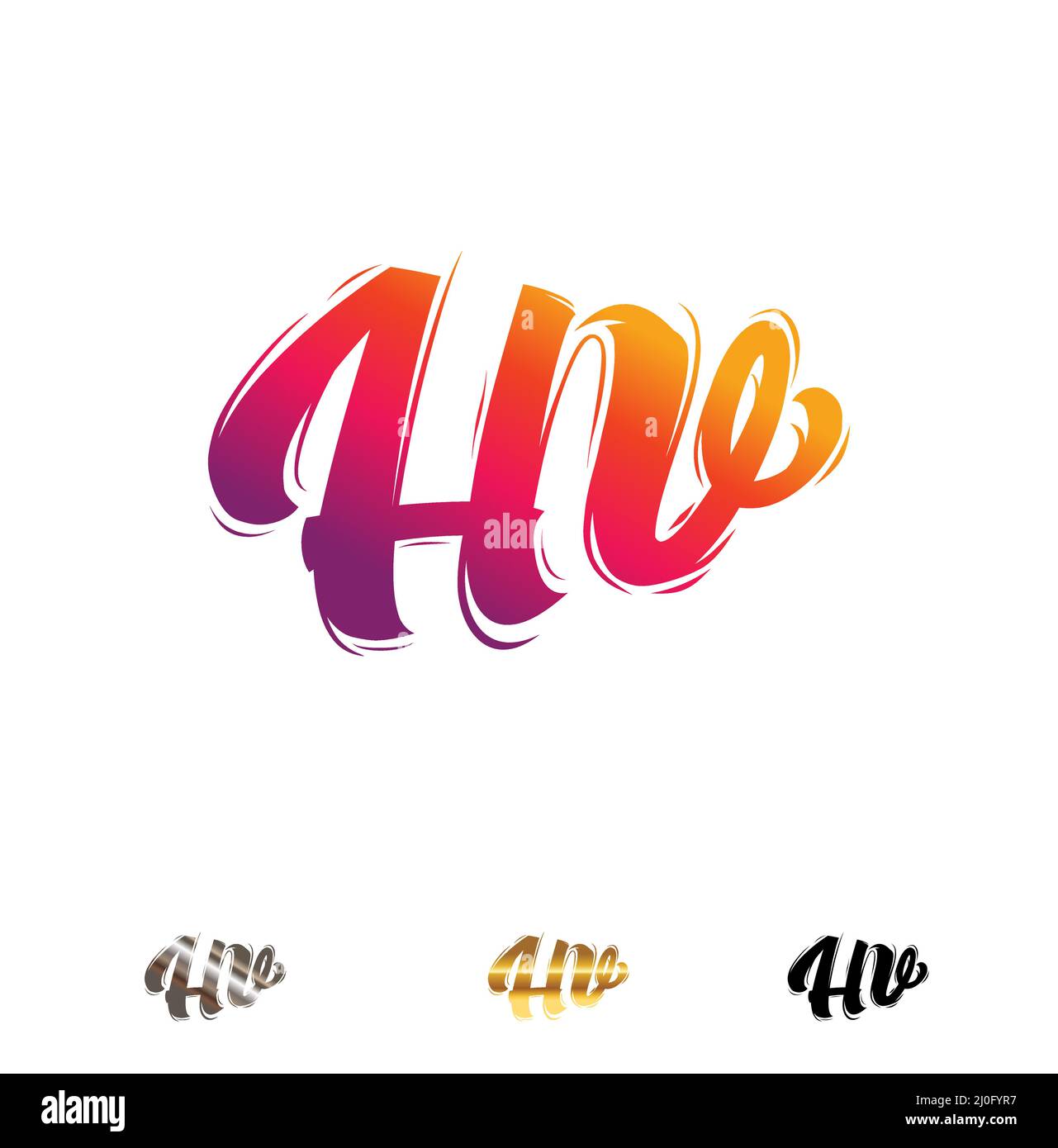 Un insieme di illustrazioni vettoriali del simbolo del logo dell'abbreviazione del monogramma HV Illustrazione Vettoriale