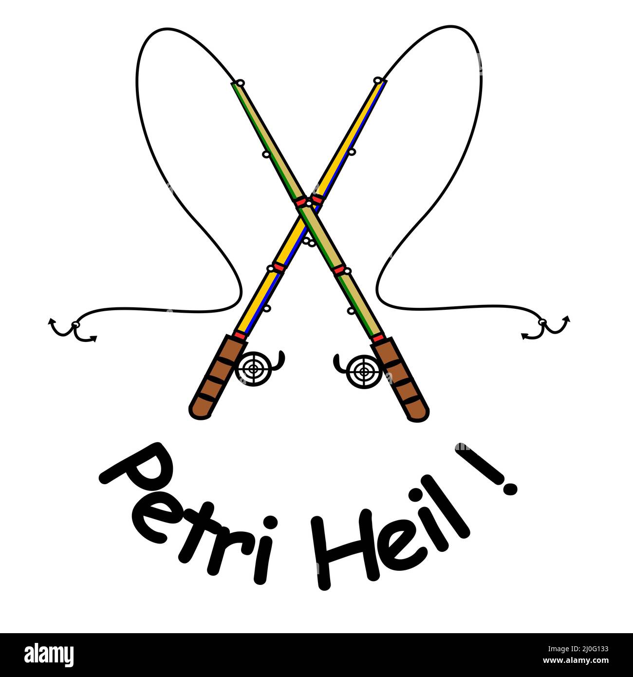 Petri Heil due pali da pesca Foto Stock