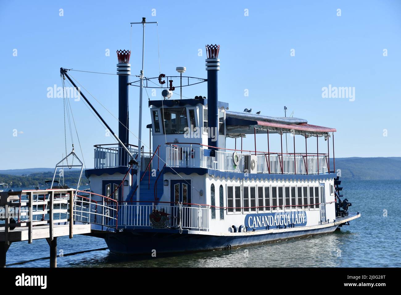 La barca da crociera Canandaigua Lady sul lago Canandaigua nello stato di New York Foto Stock