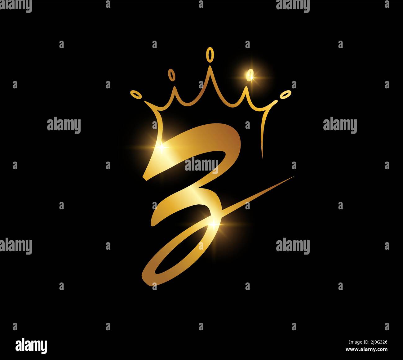 Un'illustrazione vettoriale del logo Golden Crown Monogram lettera iniziale Z Illustrazione Vettoriale
