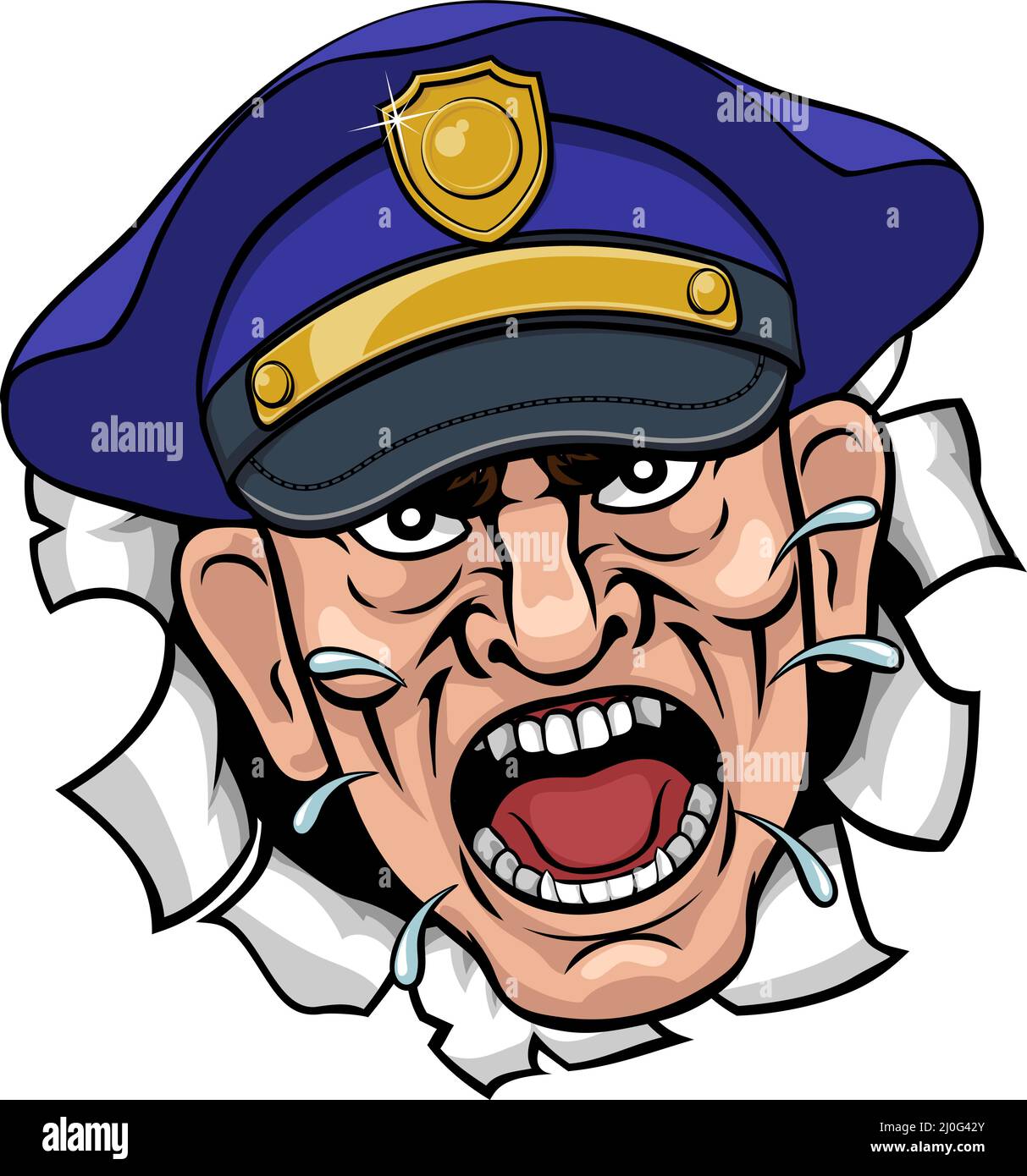 Arrabbiato poliziotto ufficiale di polizia Cartoon Illustrazione Vettoriale