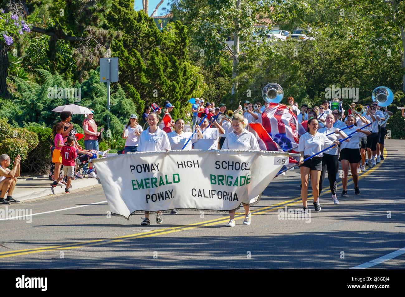 Poway High School Marching Band, 4th luglio sfilata dell'Independence Day a Rancho Bernardo Foto Stock