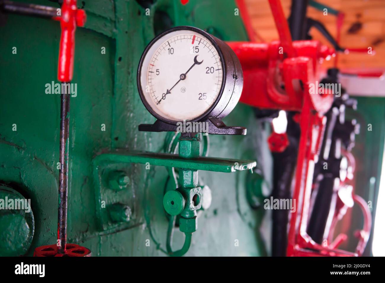 Motore di vecchio treno locomotiva a vapore Foto Stock