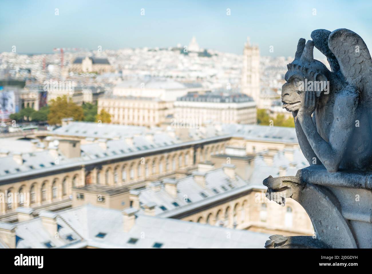 Gargoyle statua sulla Cattedrale di Notre Dame de Paris Foto Stock