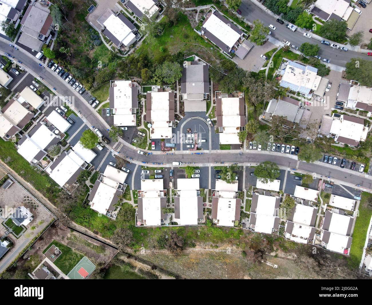Vista aerea della comunità condominio casa a Cardiff, San Diego County Foto Stock