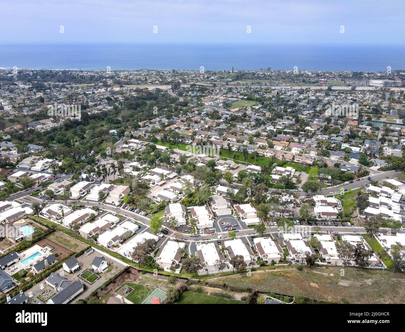 Veduta aerea di Cardiff, comunità nella città incorporata di Encinitas nella contea di San Diego Foto Stock