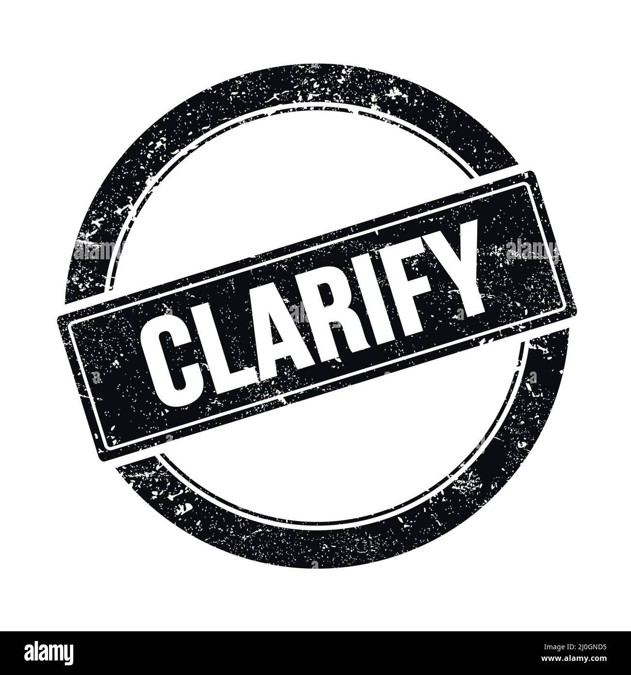 CHIARISCI il testo sul francobollo nero grungo rotondo vintage. Foto Stock