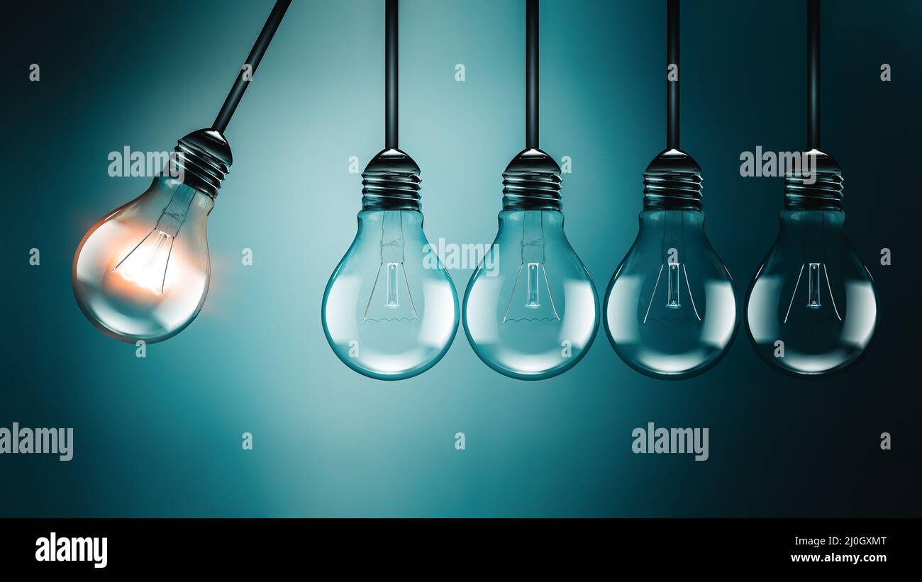 Immagine del concetto di motivazione con le lampadine Foto Stock