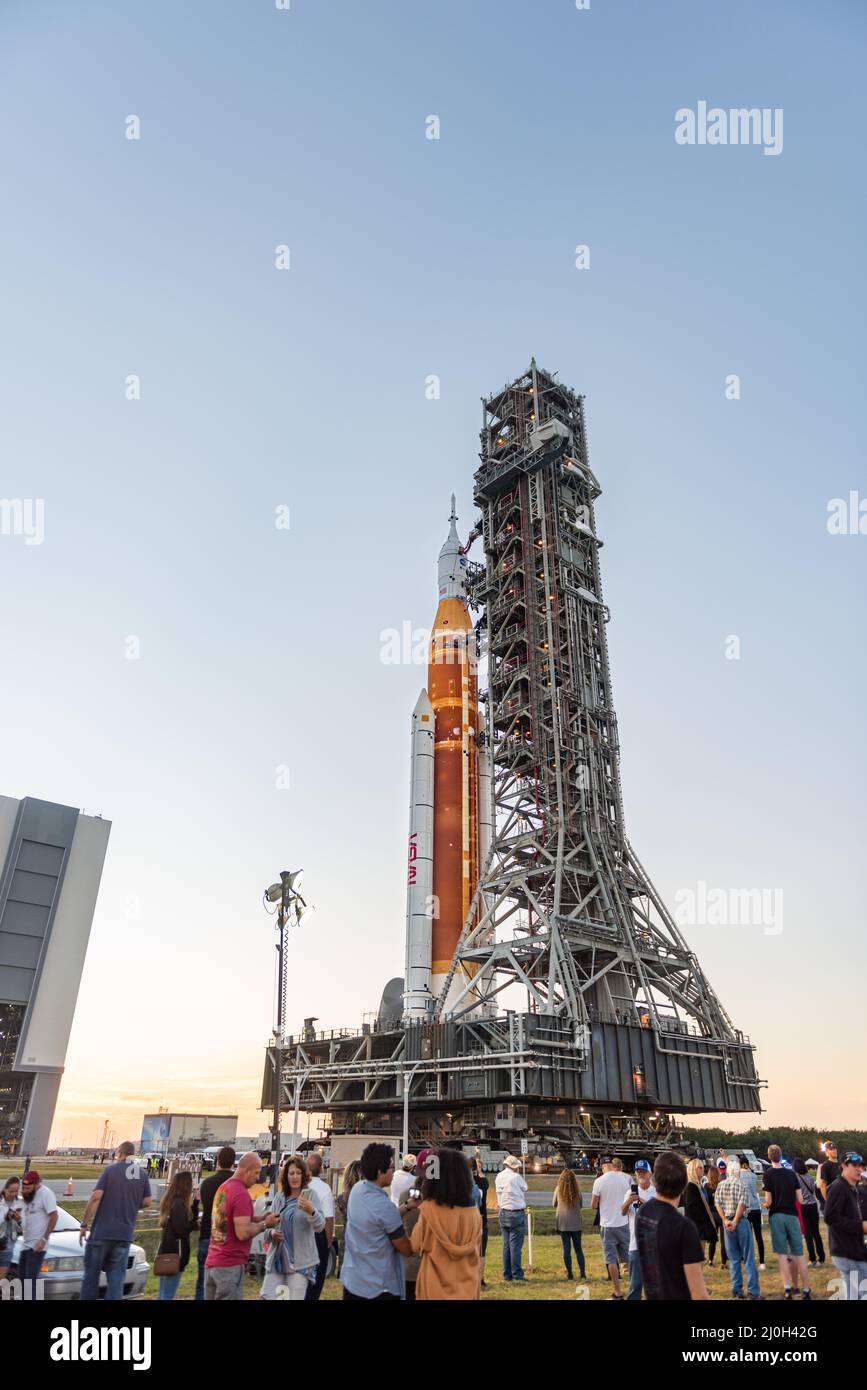 Implementazione del sistema di lancio spaziale della NASA Foto Stock