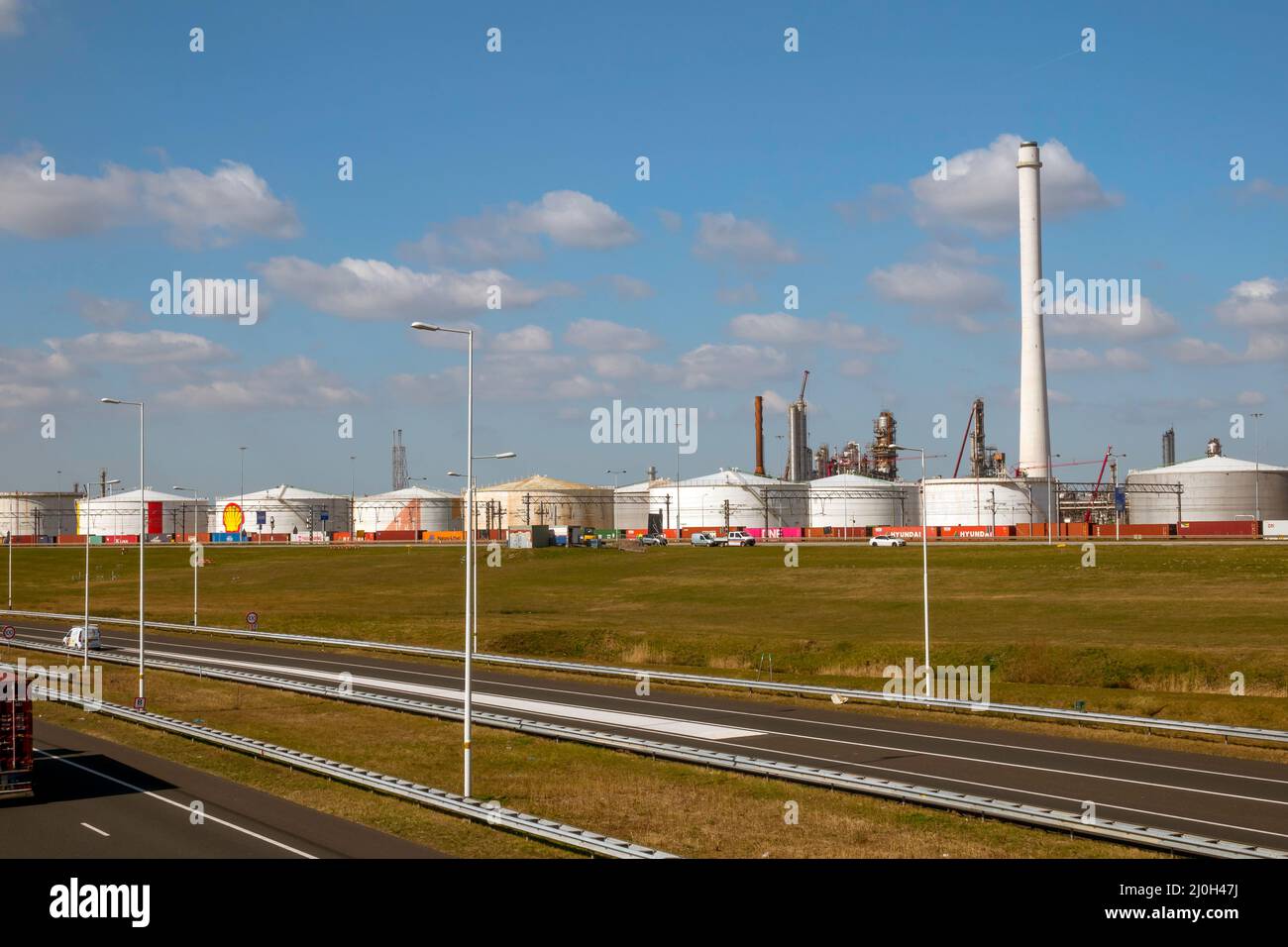 raffineria di conchiglie pernis nei pressi di rotterdam in olanda Foto Stock