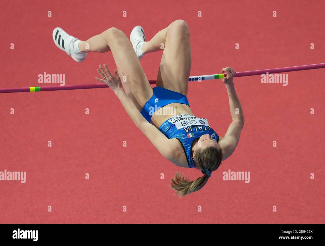 Belgrado, Serbia. 19 mar 2022 Elena Vallortigara (ITA) visto in azione durante i Campionati mondiali Indoor Belgade allo Stark Stadium Belgrado Serbia il 19 2022 marzo Graham Glendinning /Alamy Live News Foto Stock