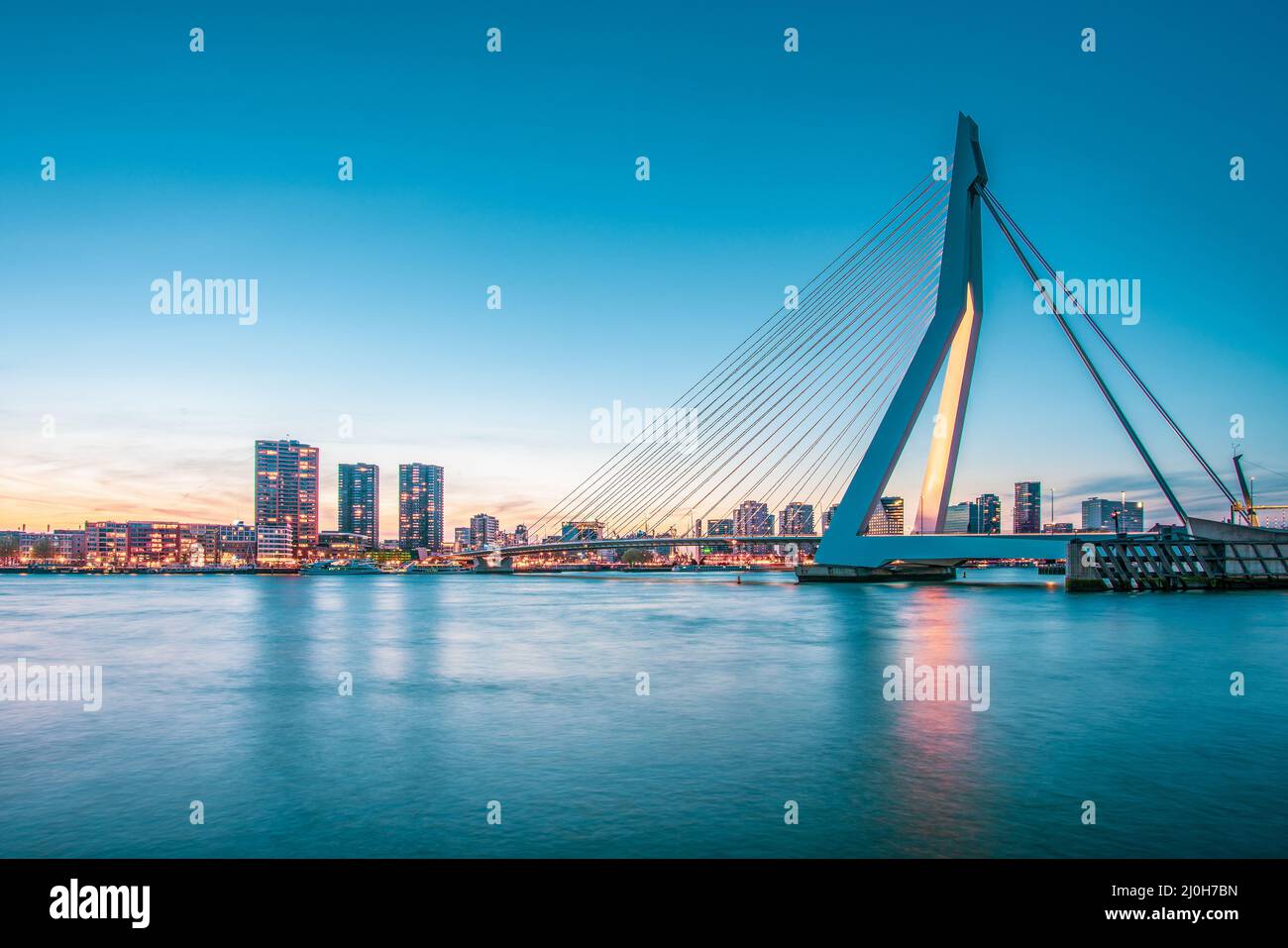 Vista panoramica sul ponte Erasmus di Rotterdam. Foto Stock