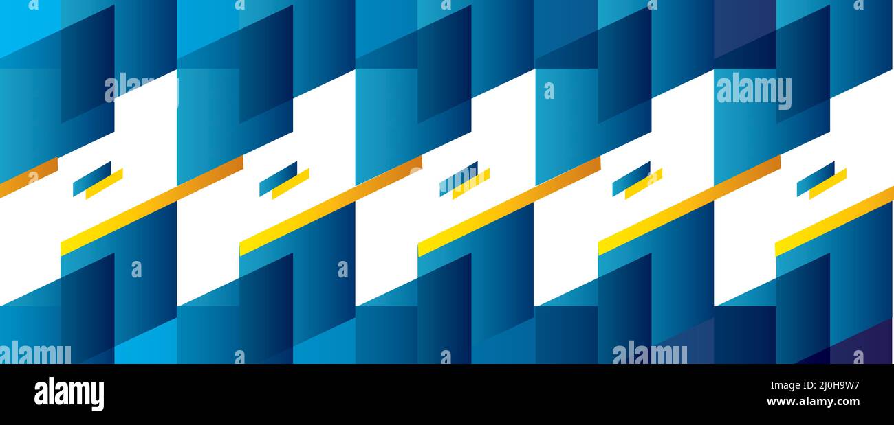 Banner orisontale con disegno astratto di linee di colore blu e giallo, sfondo ucraino Illustrazione Vettoriale