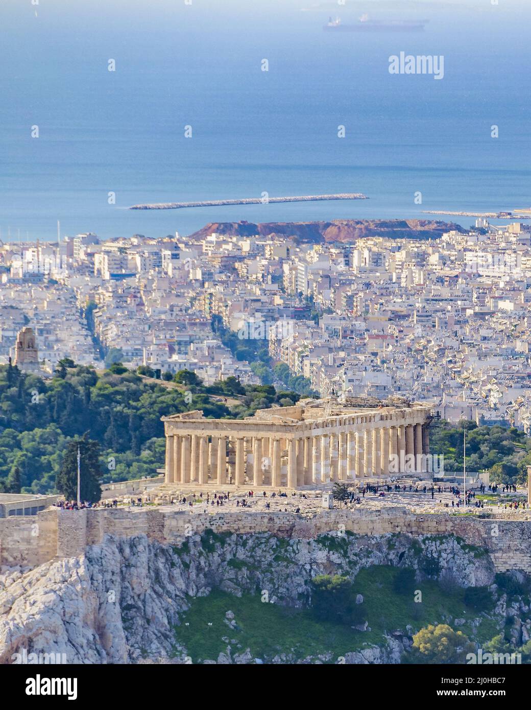 Vista aerea del paesaggio urbano, Atene, Grecia Foto Stock