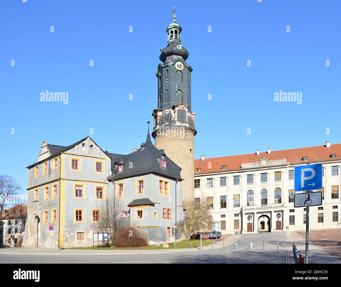 Castello storico nel centro storico di Weimar, Turingia Foto Stock