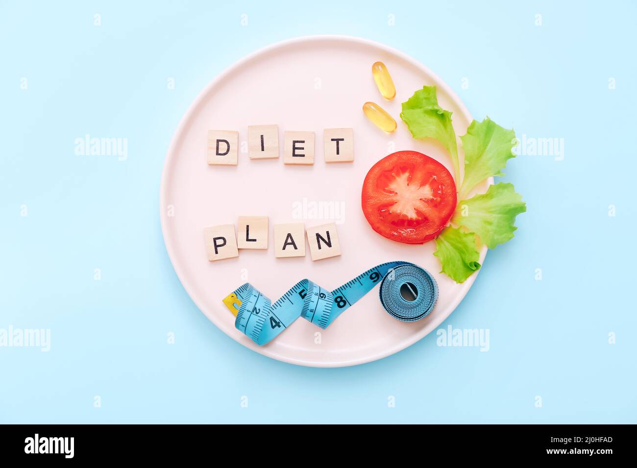 Dieta e perdita di peso concetto. Vista dall'alto Foto Stock