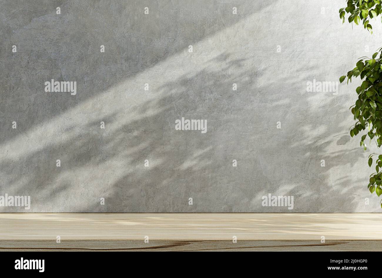Sfondo di texture cemento vuoto con ombra sul muro.3D rendering Foto Stock
