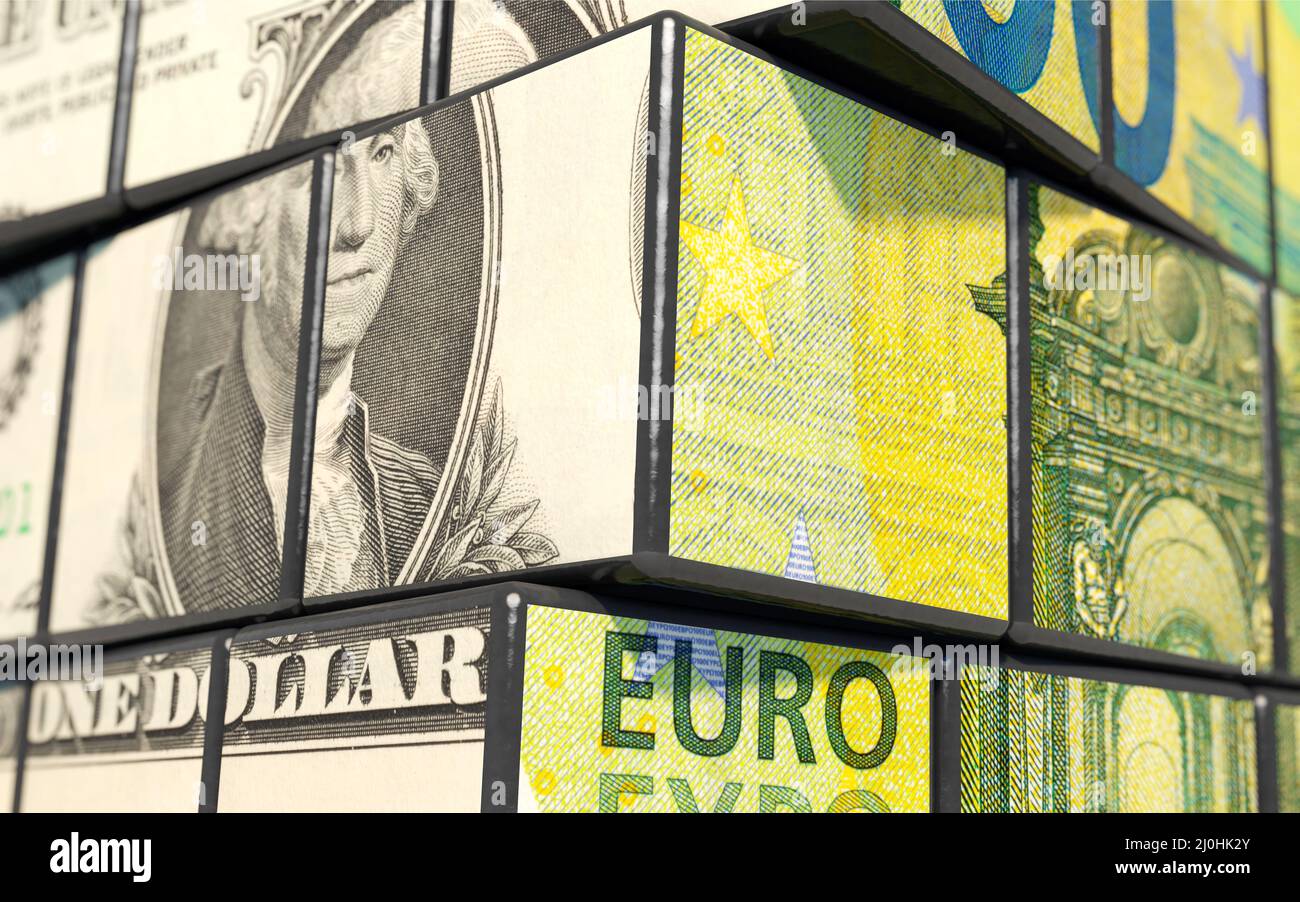 Mercato Exchange Dollaro ed Euro Foto Stock