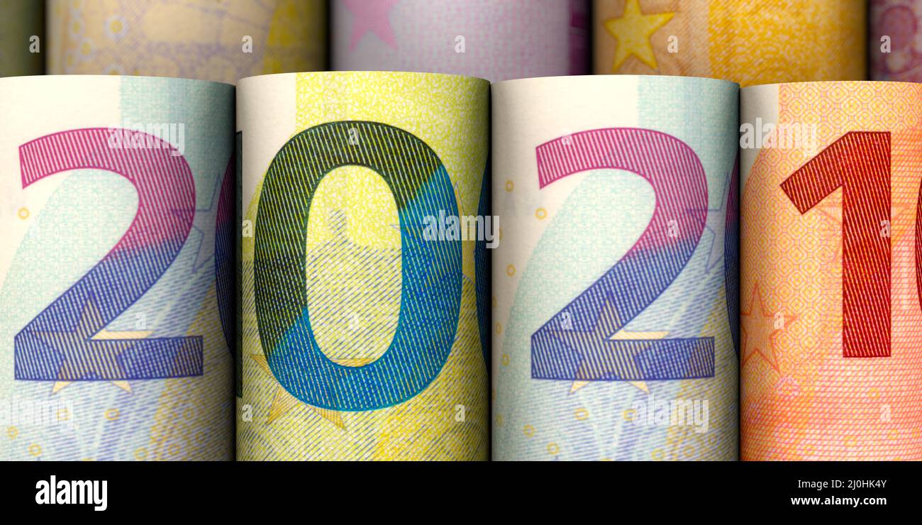 Anno 2021 dalle banconote in euro Foto Stock