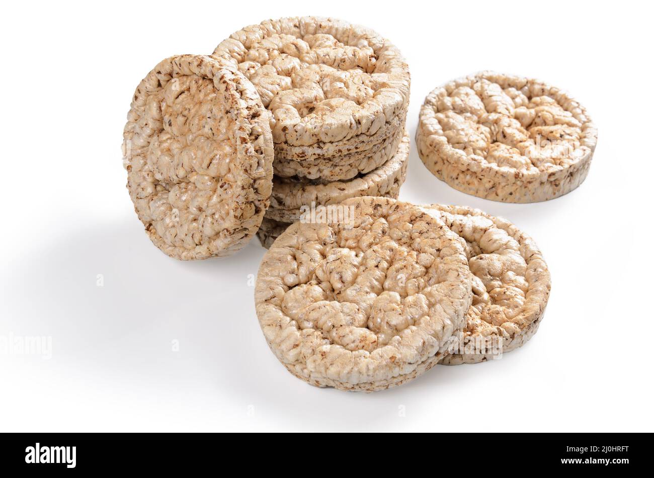 Cereali croccanti su sfondo bianco con tenue ombre Foto Stock