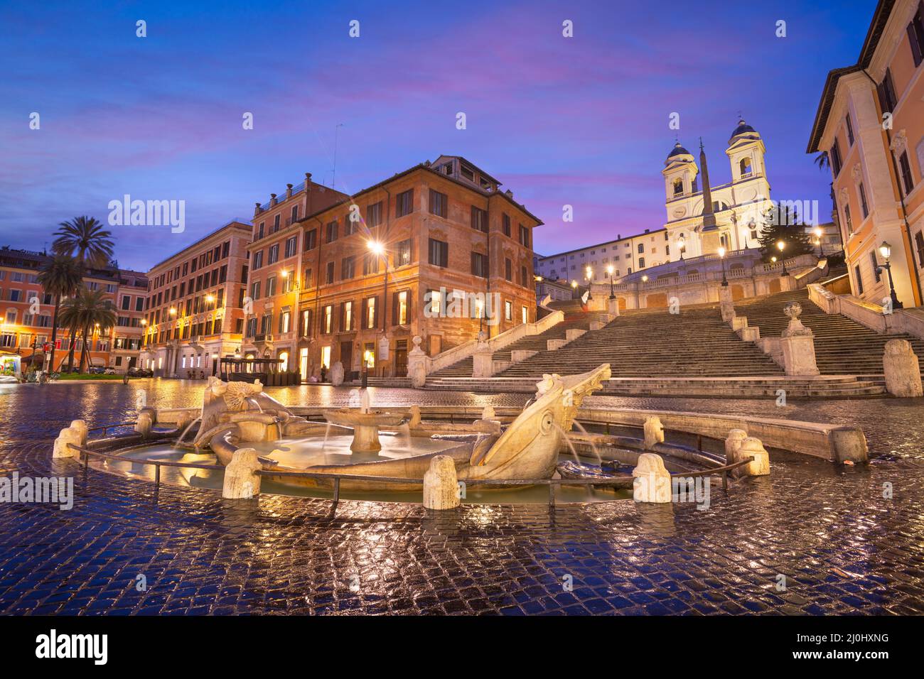 Piazza di Spagna a Roma, in Italia la mattina presto. Foto Stock