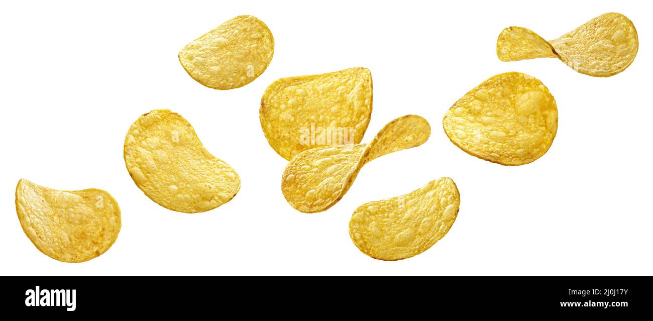 Patatine naturali isolate su sfondo bianco Foto Stock