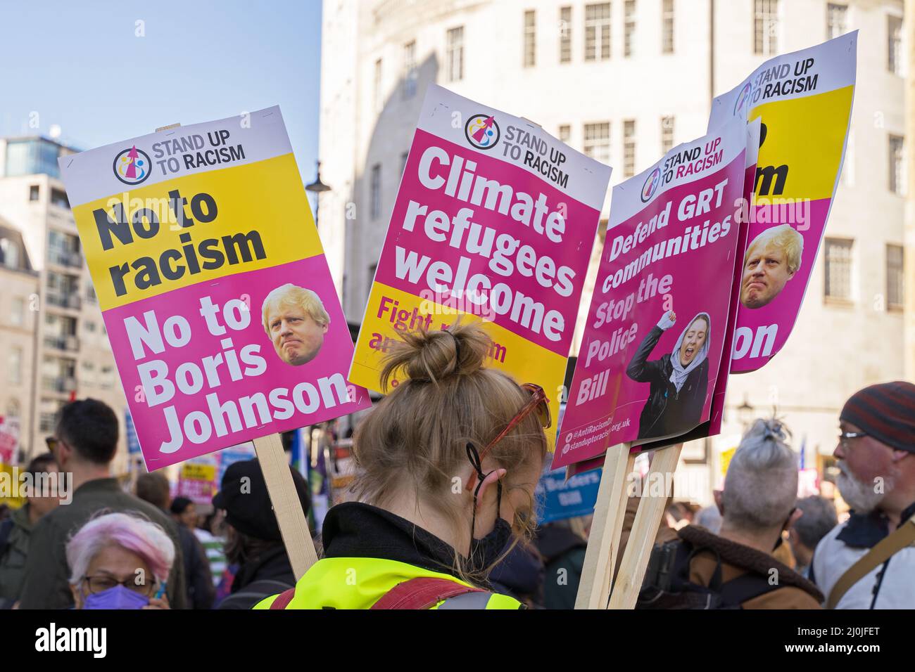Protesta contro il razzismo per le strade di Londra. Londra - 19th marzo 2022 Foto Stock