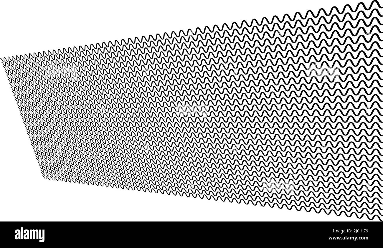 Linee ondulate, ondulate, billowy e ondulate in prospettiva 3D - illustrazione vettoriale di scorta, grafica clip-art Illustrazione Vettoriale