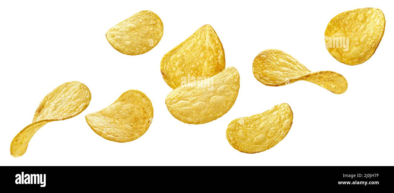 Patatine naturali isolate su sfondo bianco Foto Stock