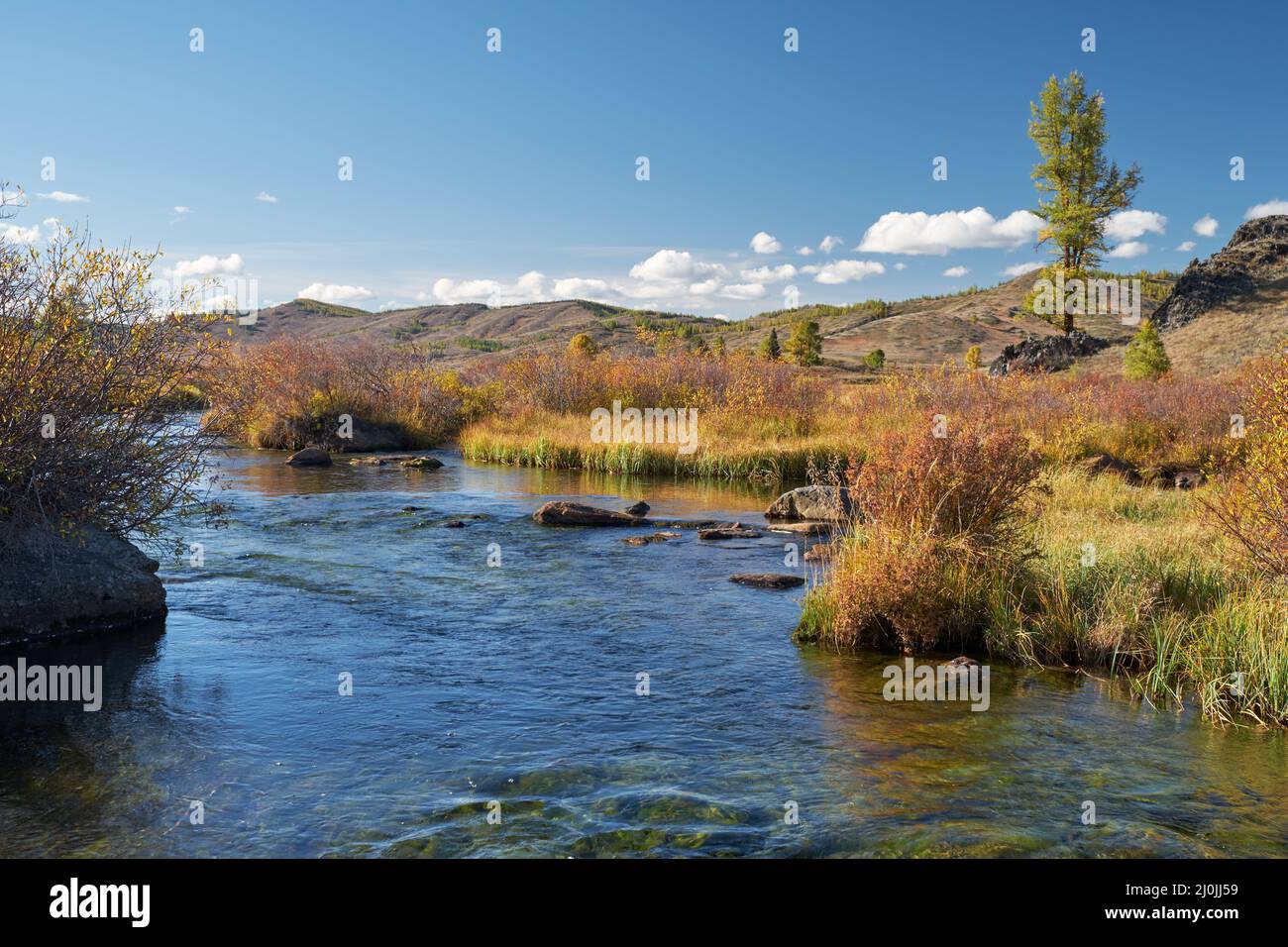 Altai fiume Kurkurek su altopiano Eshtykel. Foto Stock