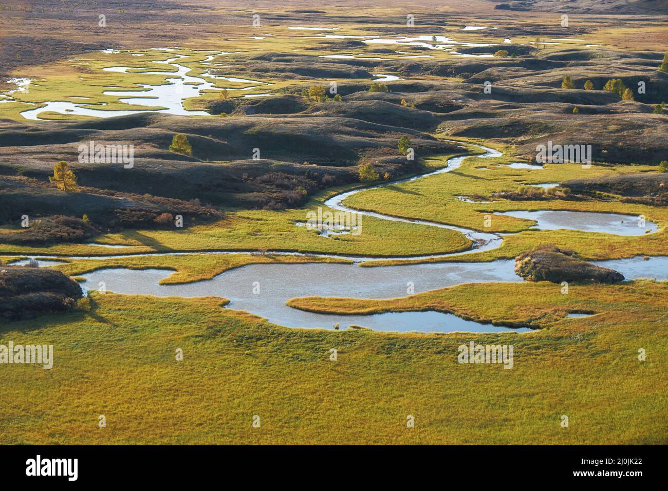 Altai fiume Kurkurek su altopiano Eshtykel. Foto Stock