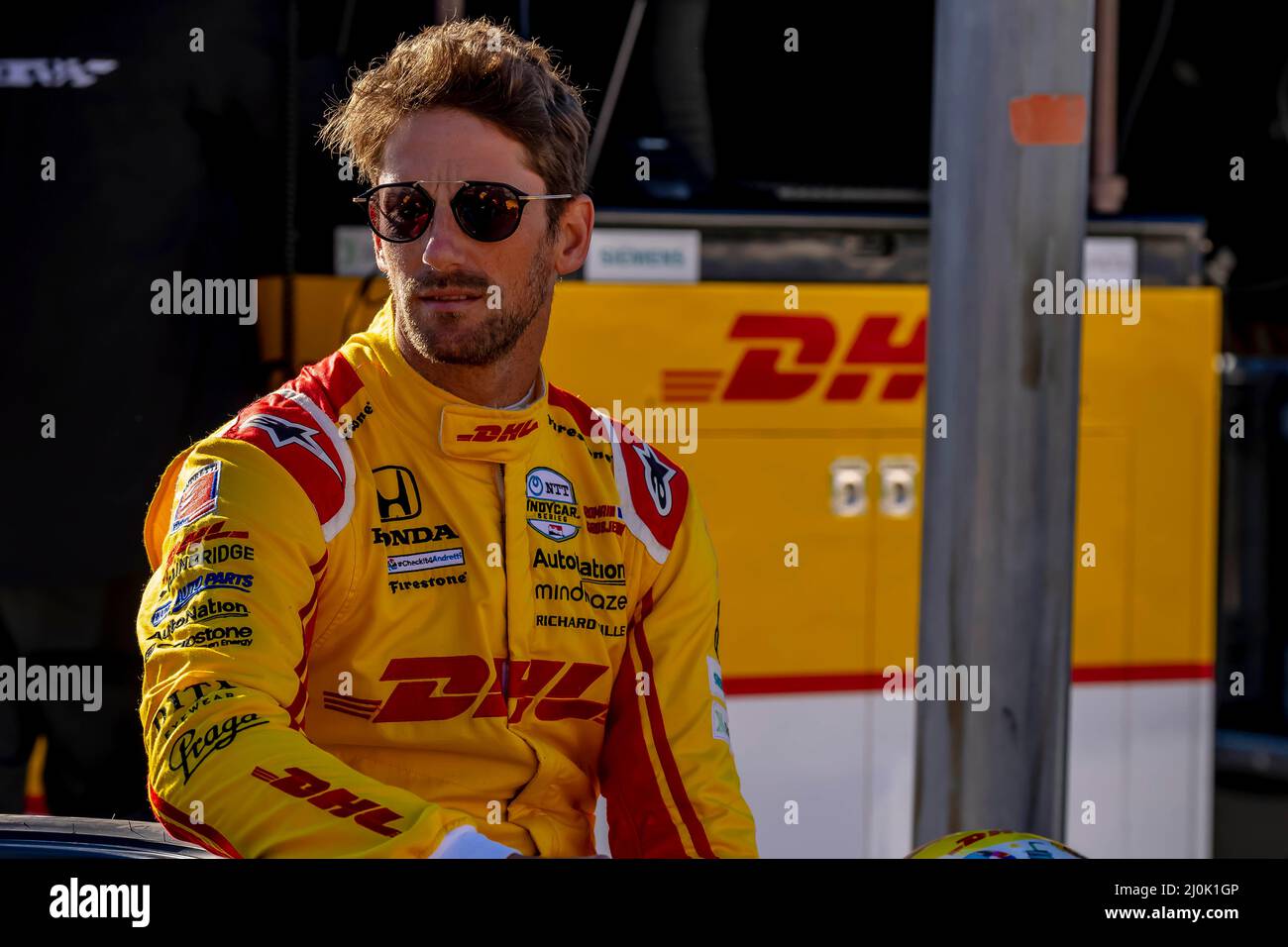 Ft. Worth, Texas, Stati Uniti. 19th Mar 2022. ROMAIN GROSJEAN (28) di Ginevra, la Svizzera si prepara a praticare la XPEL 375 al Texas Motor Speedway di ft. Vale il Texas. (Credit Image: © Walter G. Arce Sr./ZUMA Press Wire) Foto Stock