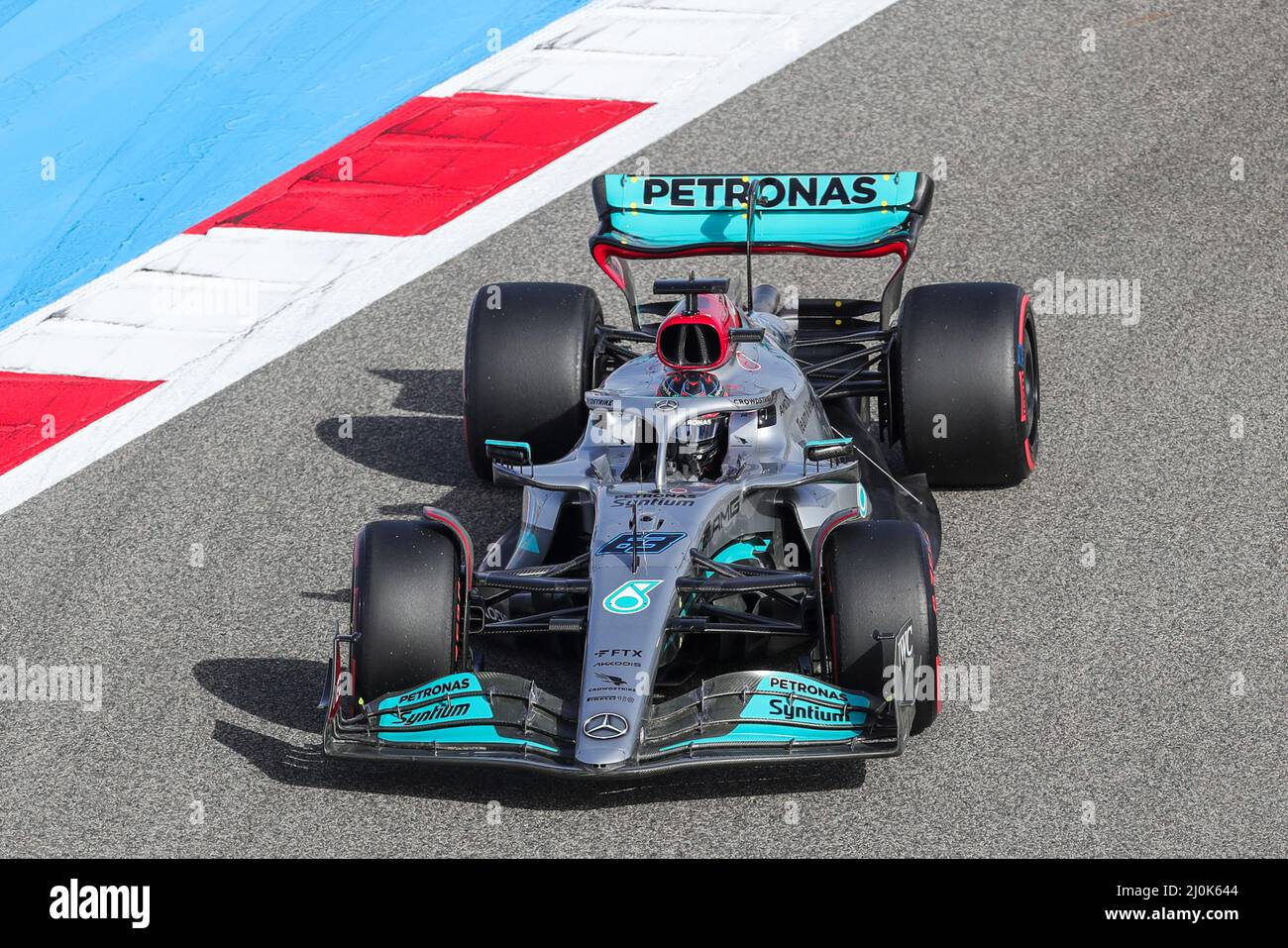 Bahrain International Circuit, Sakhir, Bahrain il 19 marzo 2022 George Russell 63 (GBR), Mercedes W13 durante LA FORMULA 1 GULF AIR BAHRAIN GRAND PRIX 2022, Phil Duncan Foto Stock
