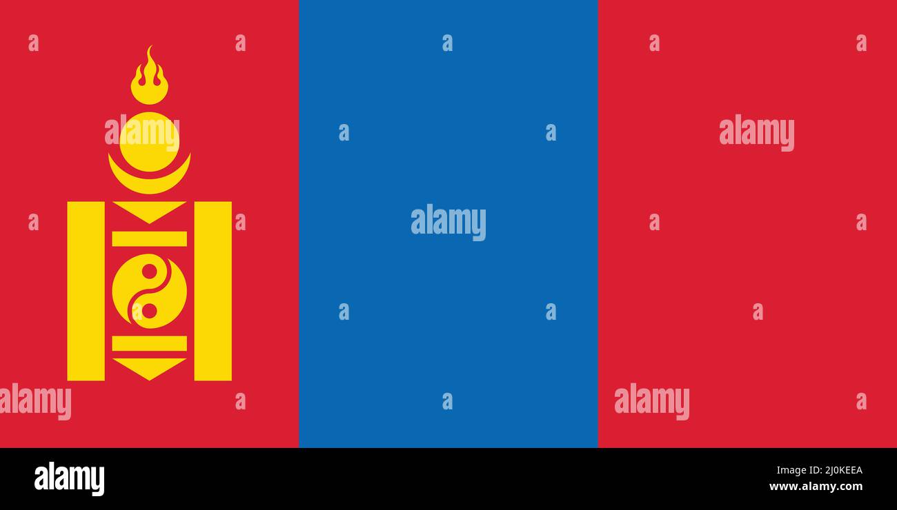 La bandiera ufficiale della Mongolia come vettore. Illustrazione Vettoriale