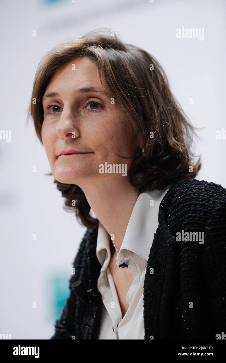 Amelie Oudea Castera, CEO della FFT, durante la presentazione del Roland Garros 2022, Gran torneo di tennis Slam il 16 marzo 2022 allo stadio Roland Garros di Parigi, Francia - Foto Stephane Allaman / DPPI Foto Stock