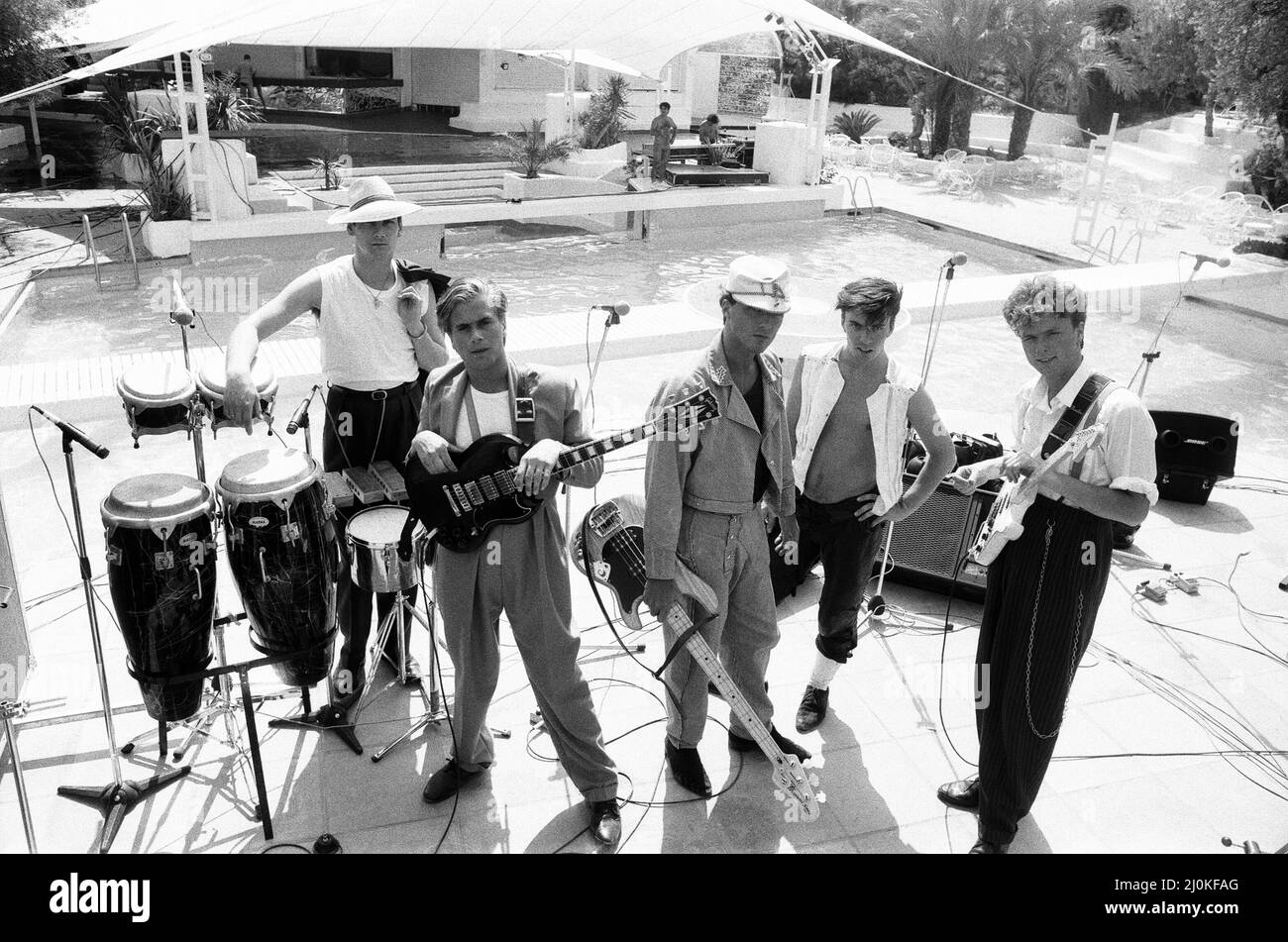 Spandau Ballet, gruppo musicale in Ibiza, Spagna, luglio 1981. Foto Stock