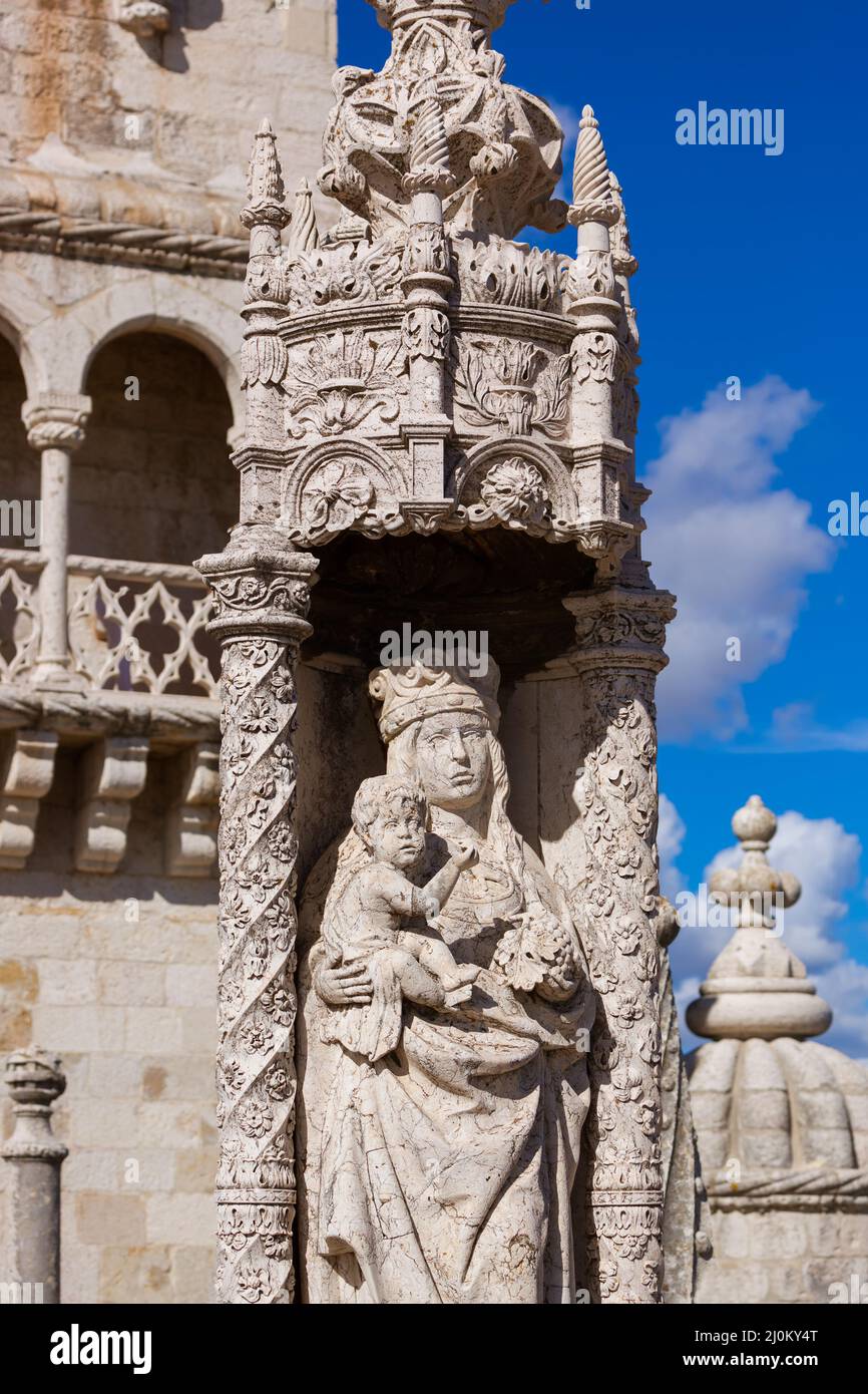 La Torre di Belem architettura dettaglio - Lisbona Portogallo Foto Stock
