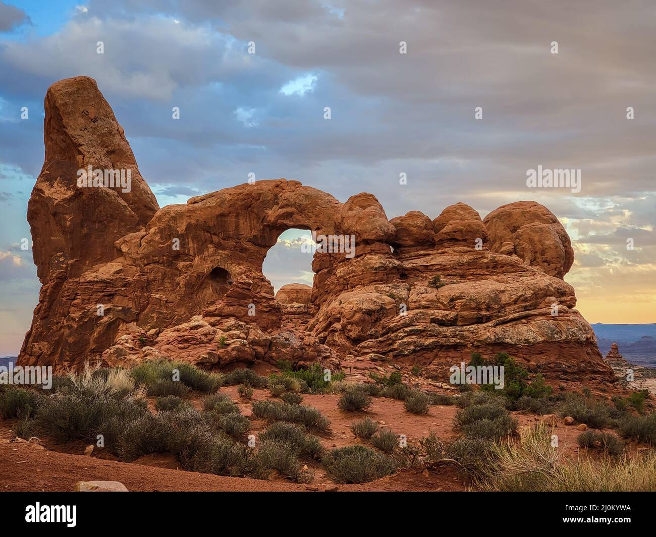 Rocce a forma di torretta all'Arches National Park Moab, Utah Foto Stock