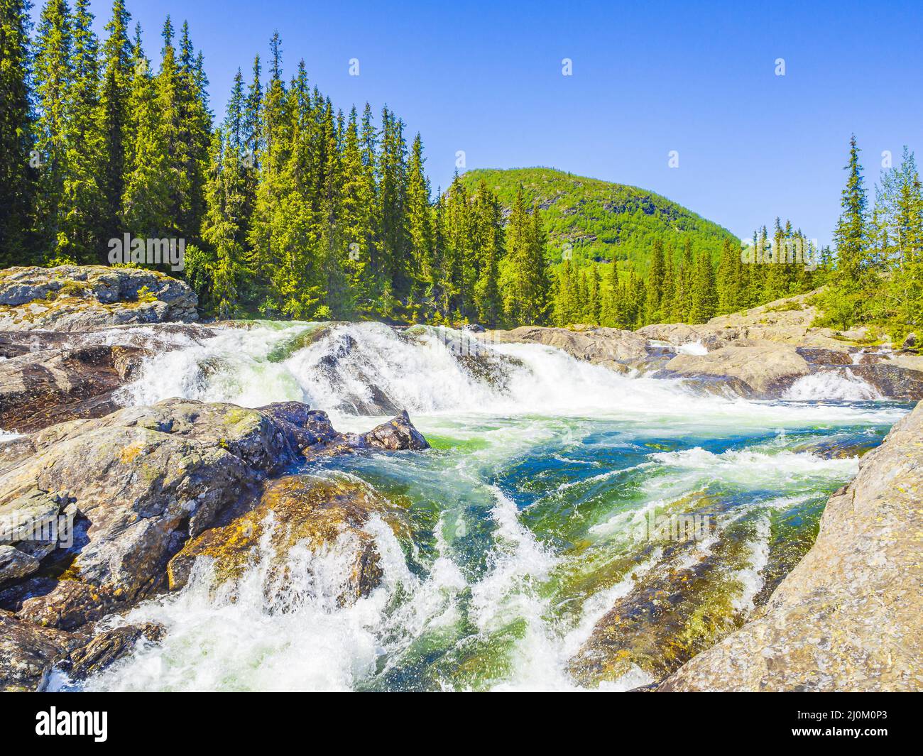 Rjukandefossen a Hemsedal Viken Norvegia la cascata più bella d'Europa. Foto Stock