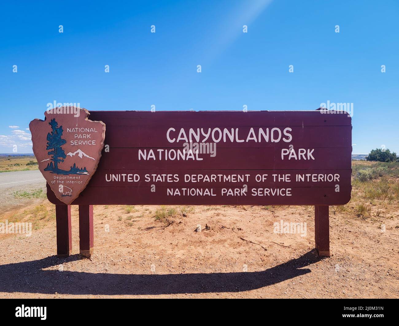 Cartello d'ingresso al Parco Nazionale delle Canyonlands Foto Stock