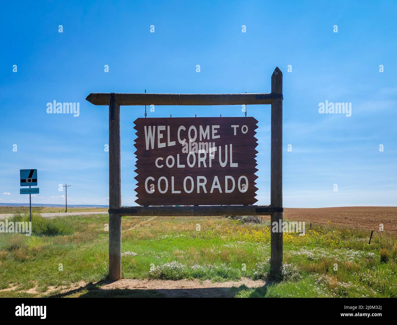 Benvenuti al colorato segno Colorado Foto Stock