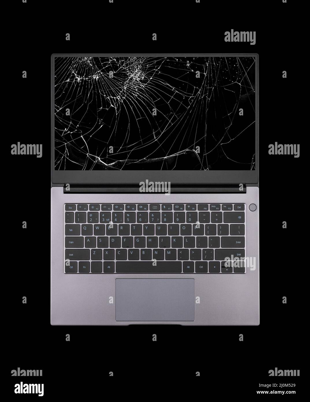 Aprire il notebook con un rotto Foto Stock