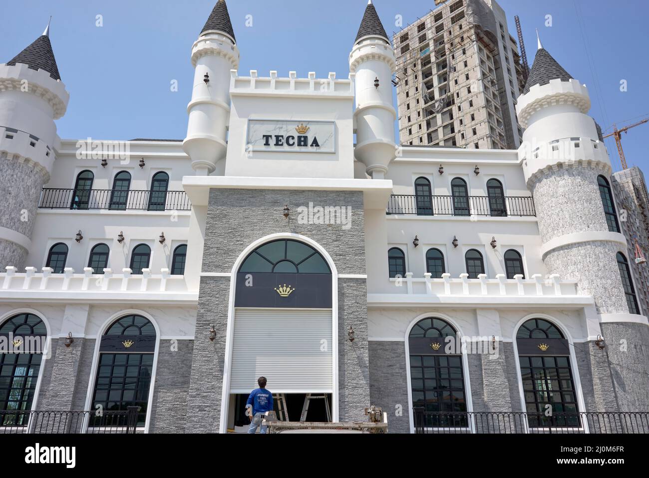 Architettura Thailandia. Castello come un inusuale boutique hotel in costruzione Sud-Est Asiatico Foto Stock