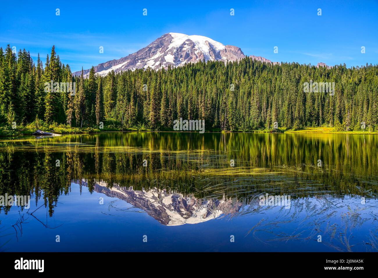 Mount Rainier con Reflection Lake, Washington-USA Foto Stock