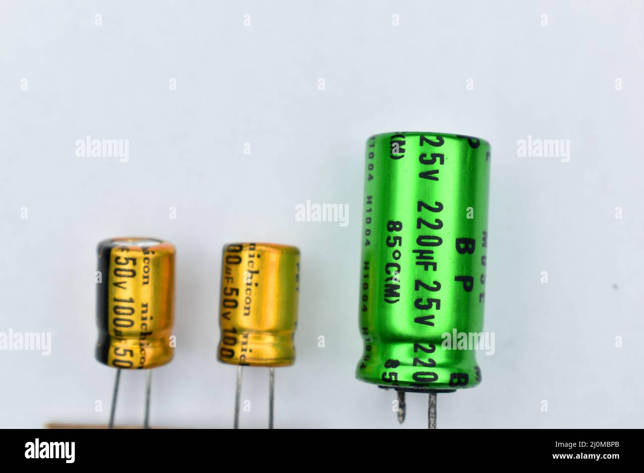 Condensatori elettrolitici di grado audio Foto Stock