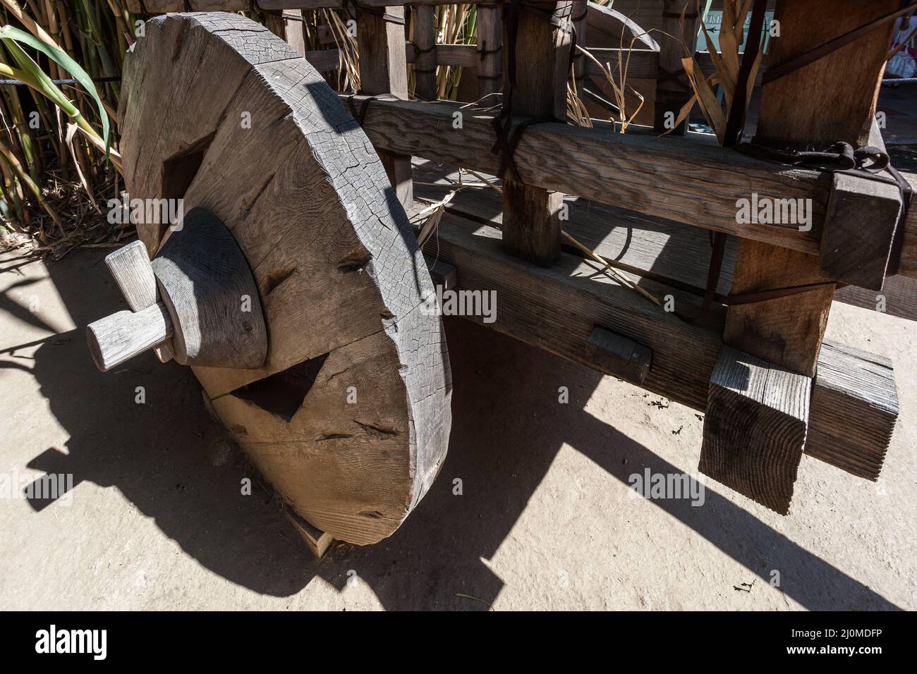 LOS ANGELES, CALIFORNIA, Stati Uniti d'America - AGOSTO 10 : riproduzione Carreta come usato da Olvera Street Merchants a Los Angeles, California, U. Foto Stock
