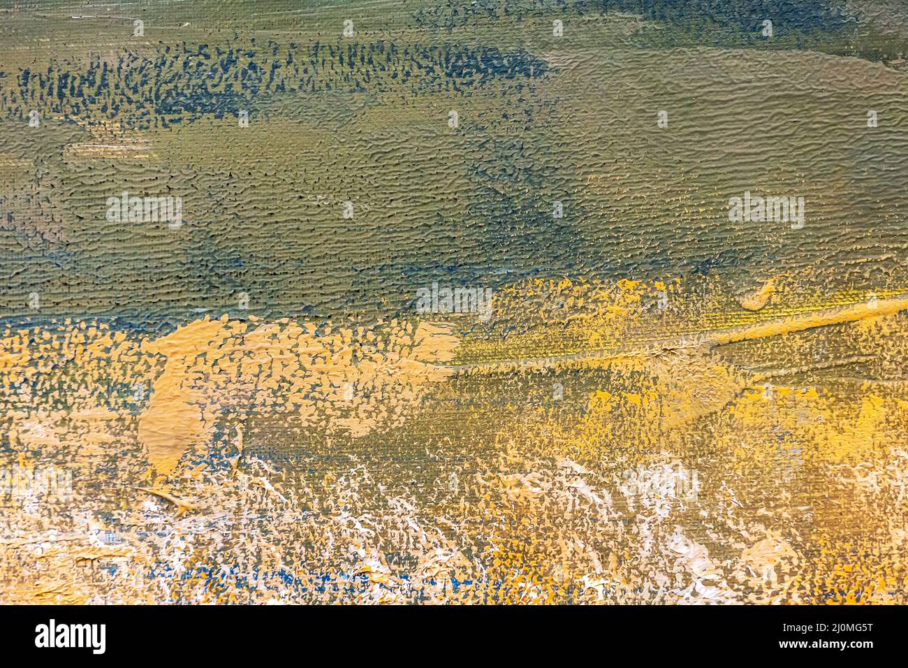 sfondo di tela dipinto a mano in verde e giallo Foto Stock