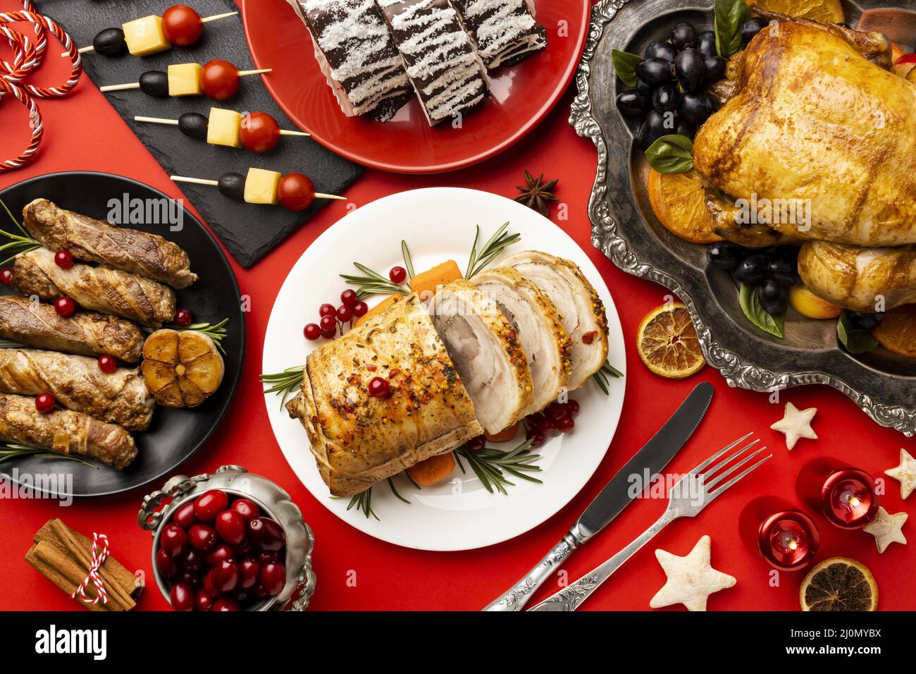 Deliziosa composizione del cibo di natale Foto Stock