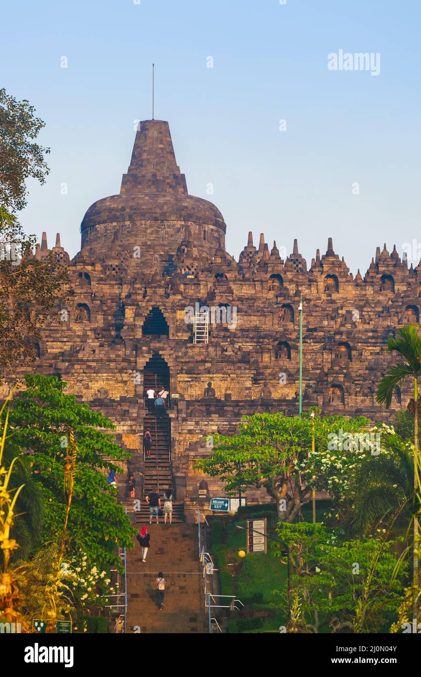 Il Borobudur Buddist Temple - isola di Java in Indonesia Foto Stock