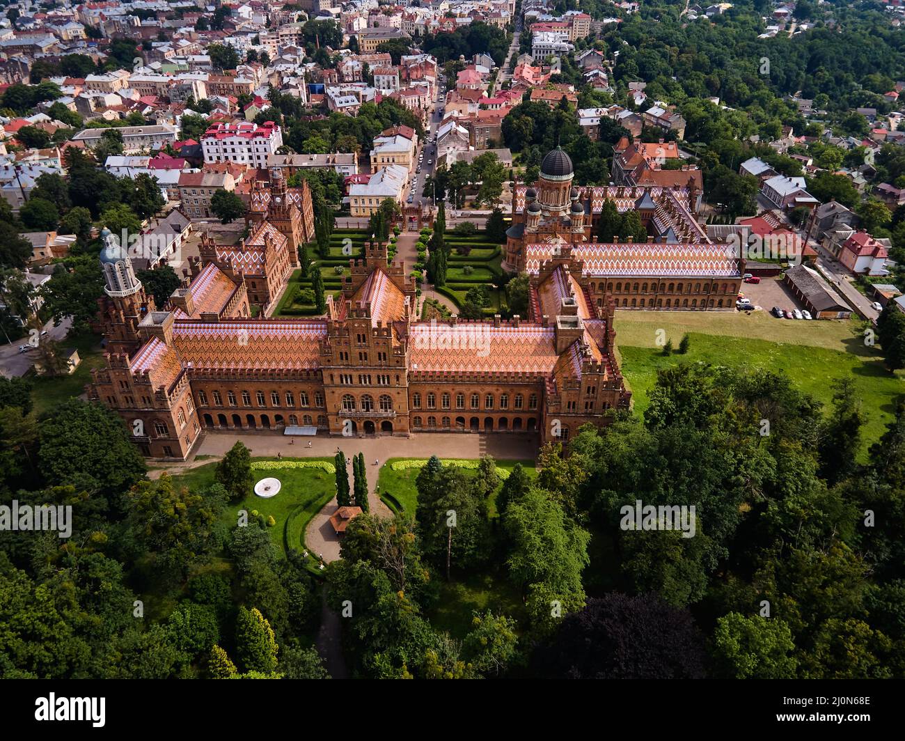 Veduta aerea della Yuriy Fedkovych Chernivtsi National University, Ucraina Foto Stock